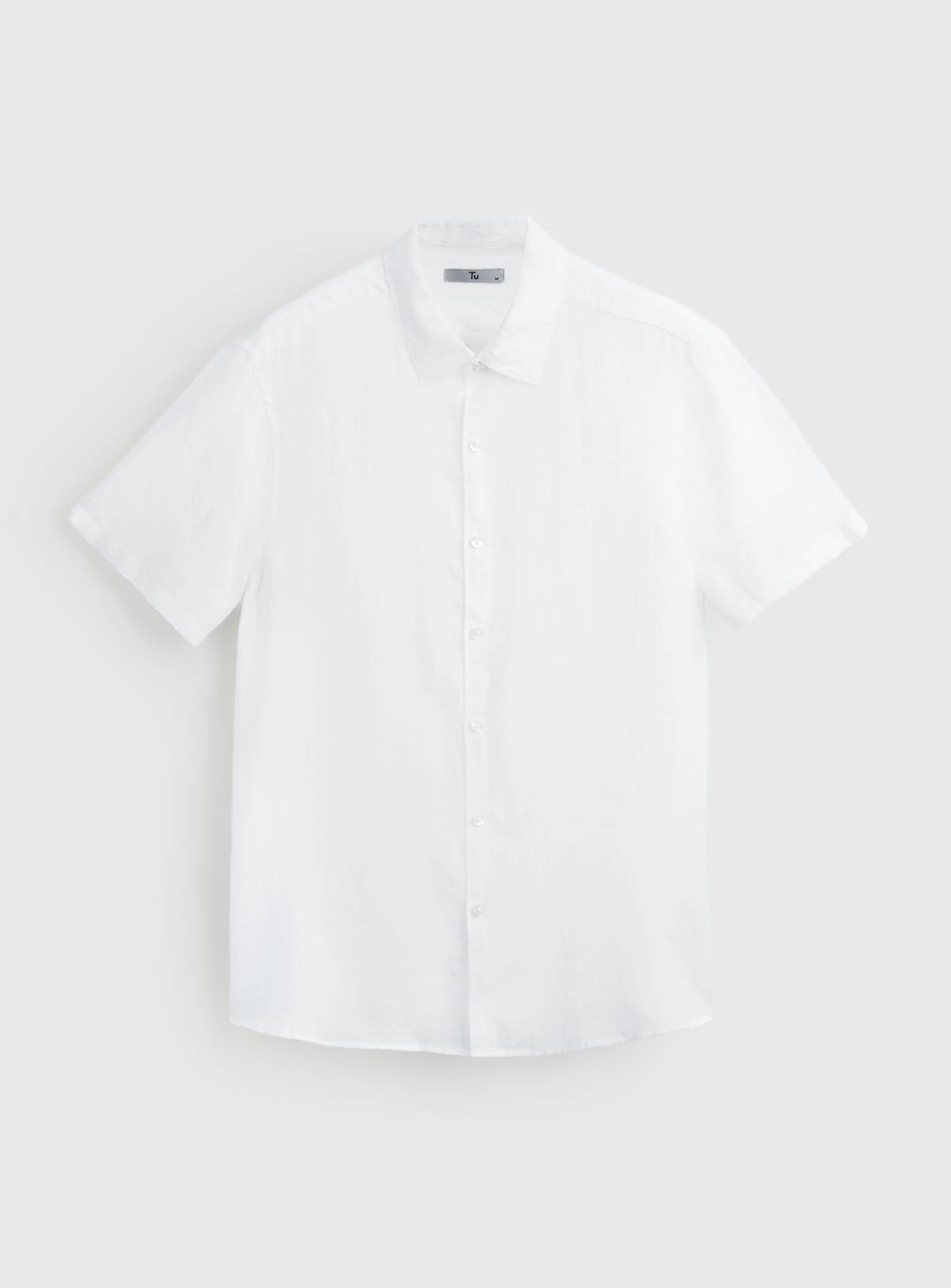 White Pure Linen Short Sleeve Shirt XXXL - Image 3