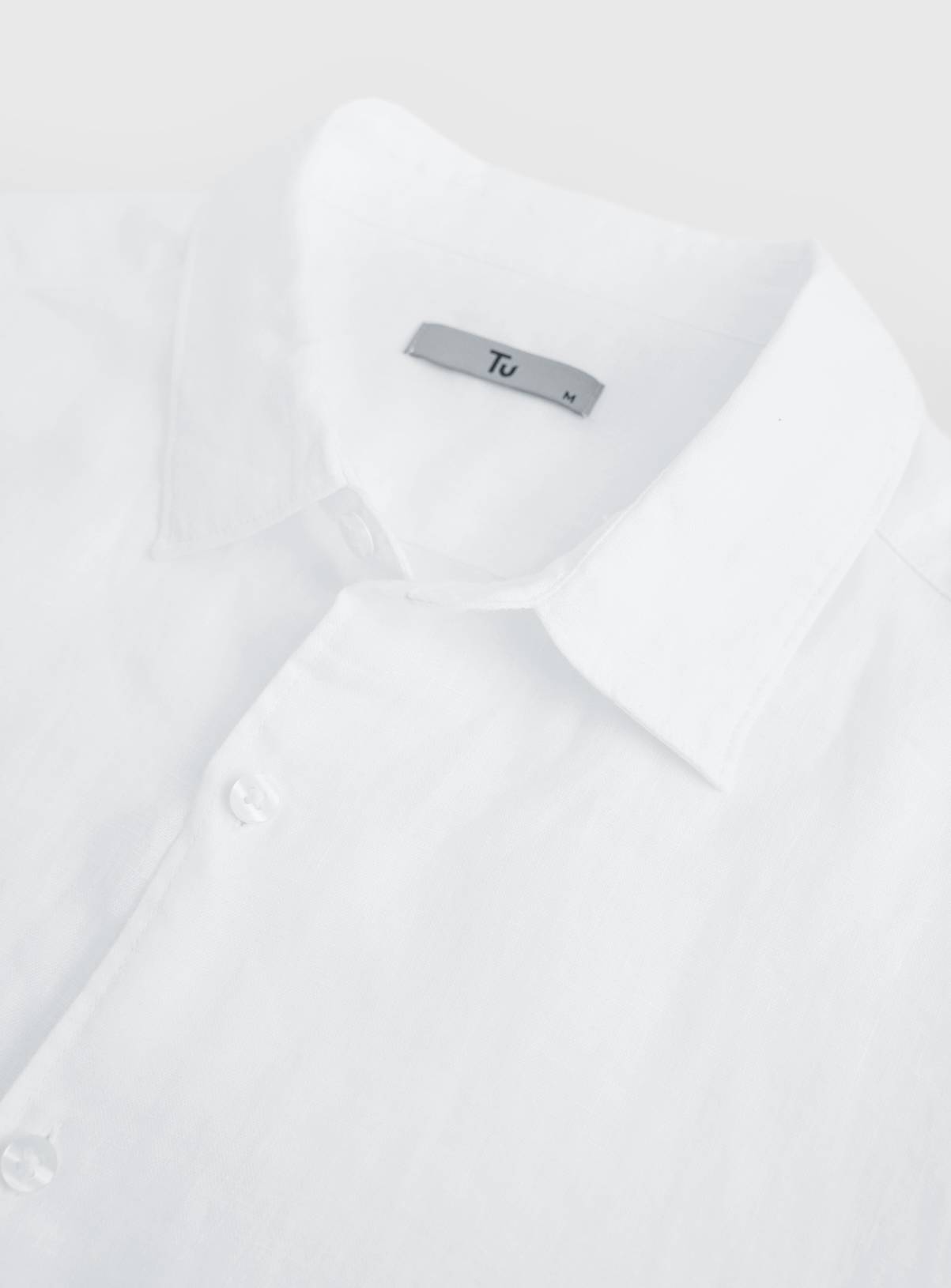 White Pure Linen Short Sleeve Shirt XXXL - Image 4