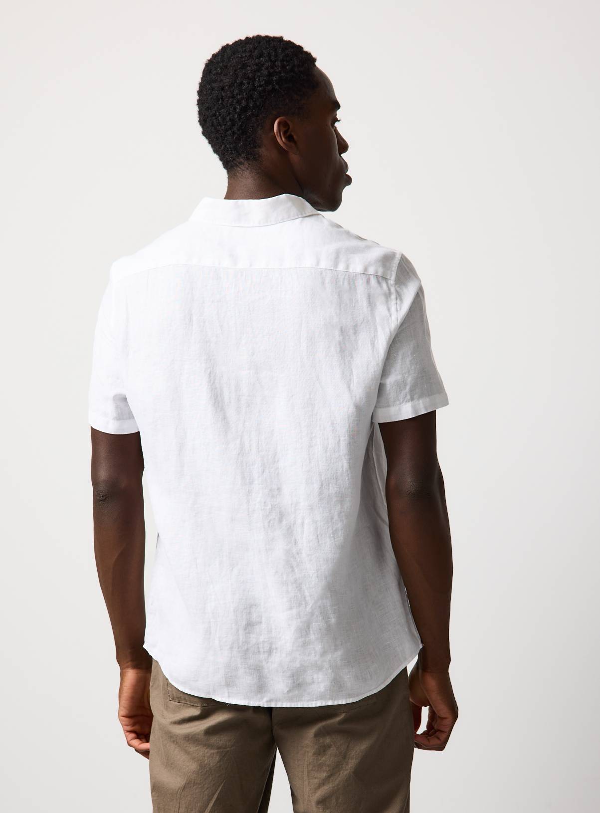 White Pure Linen Short Sleeve Shirt XXXL - Image 5