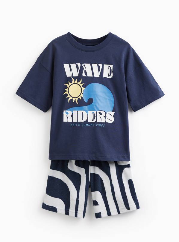 Navy Towelling Shorts & T-Shirt Set 2-3 years