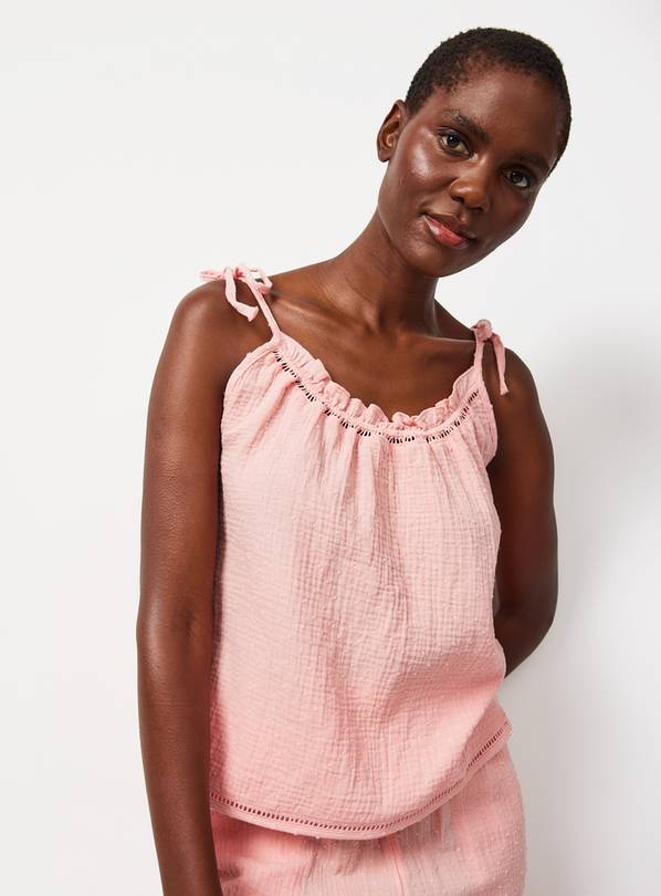 Pink Double Cloth Cami Pyjama Top L