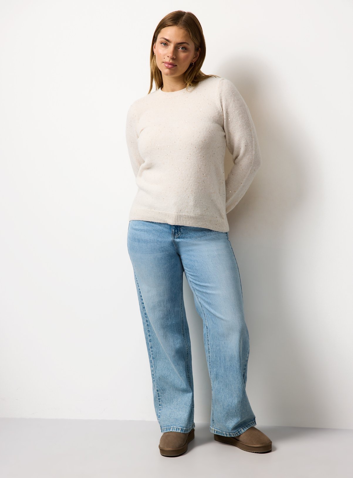 Cream Sequin Embellished Crew Neck Jumper 10 - Image 2 thumbnail
