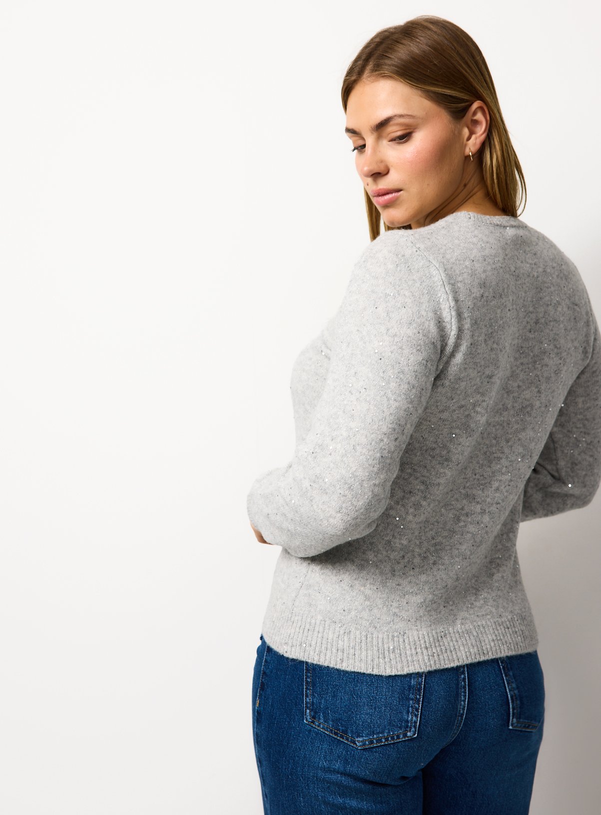 Silver Sequin Crew Neck Jumper 18 - Image 4 thumbnail