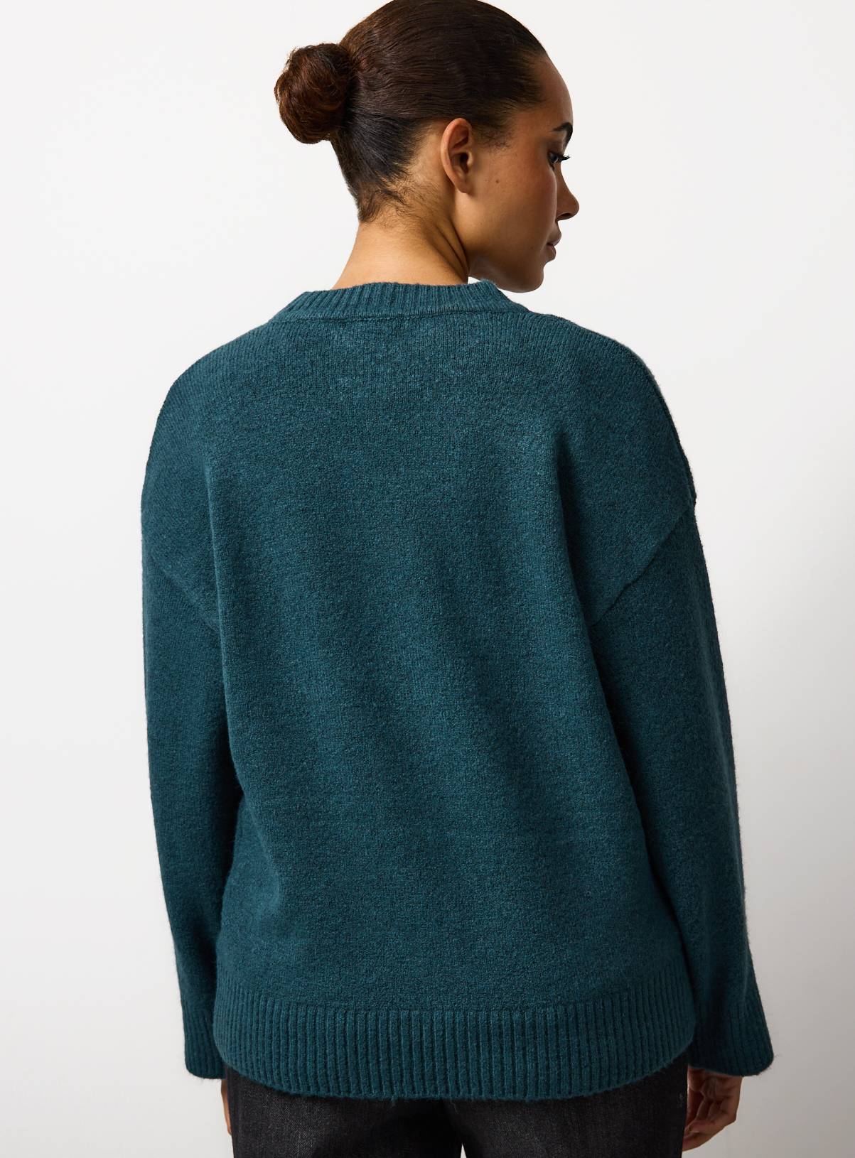 Teal Crew Neck Knitted Jumper 8 - Image 4