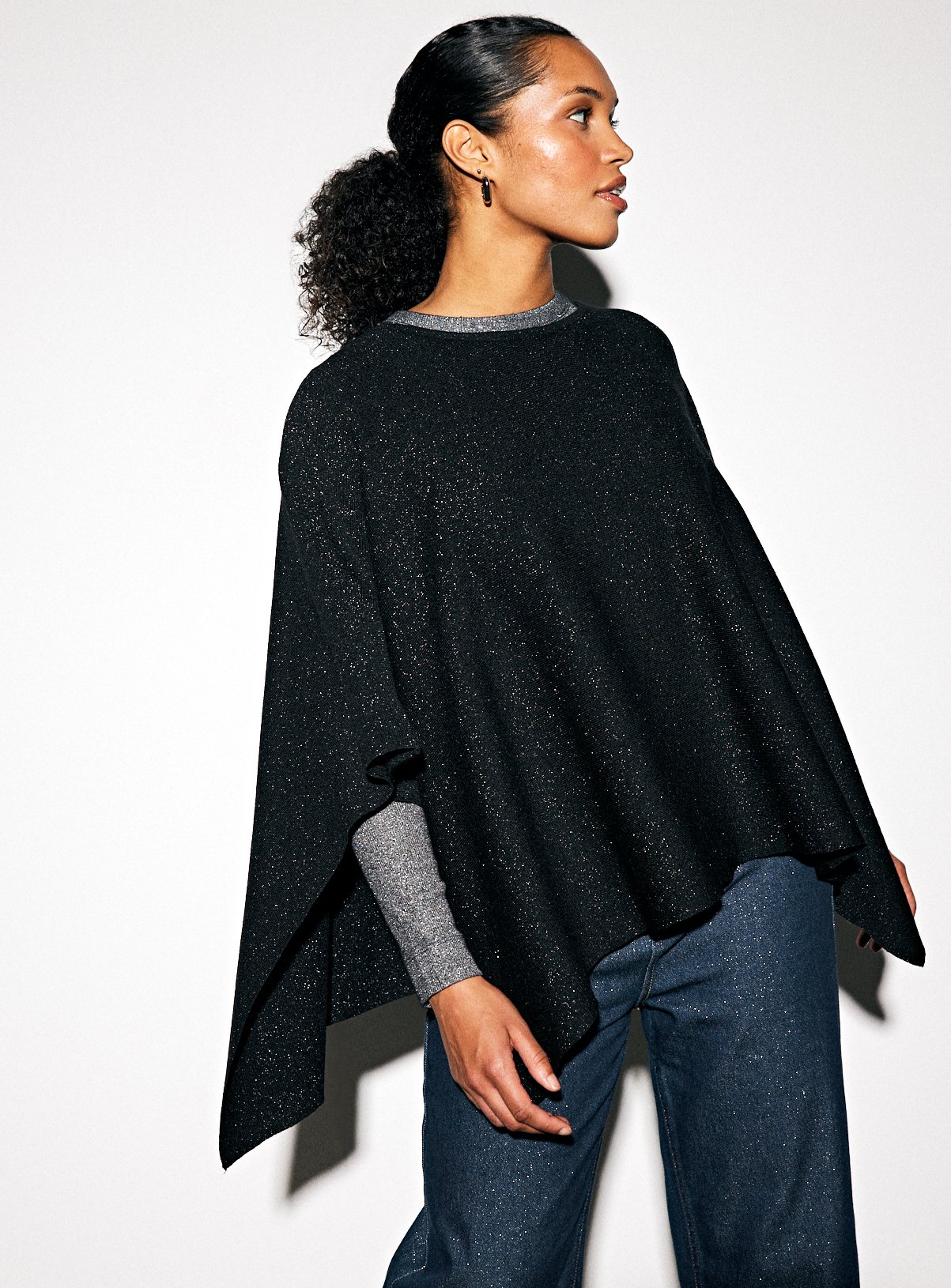 Black Sparkly Cape Top XS - Image 1 thumbnail
