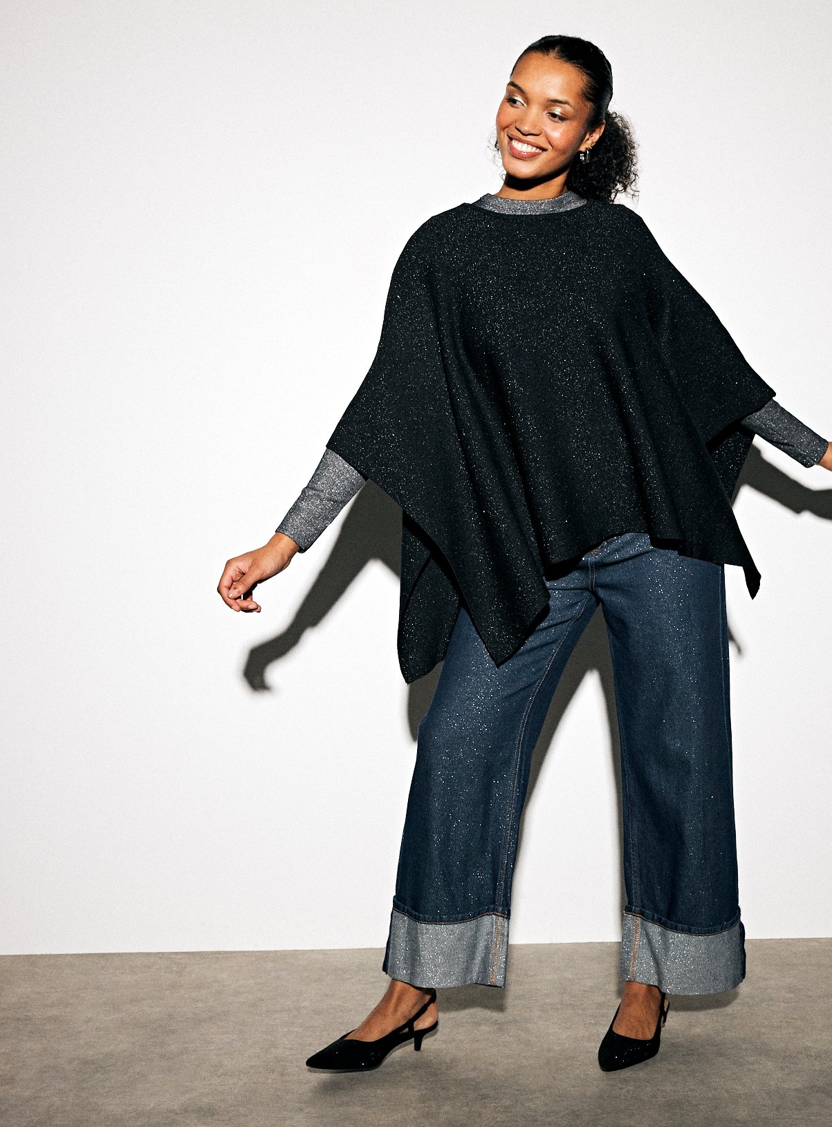 Black Sparkly Cape Top XS - Image 3 thumbnail