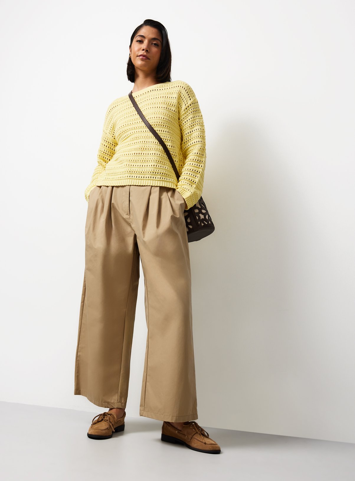 Yellow Airtex Cotton Crochet Knit Jumper M - Image 2 thumbnail