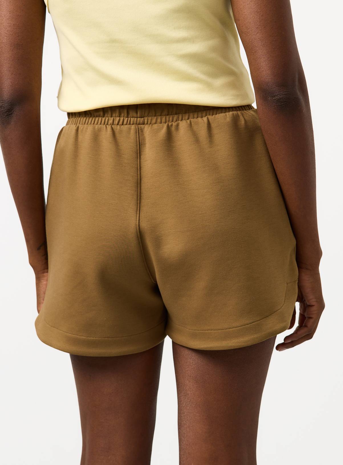 Tan Curved Hem Scuba Shorts M - Image 4
