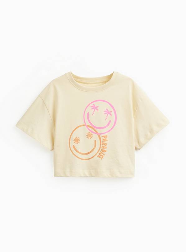 Yellow Smiley Graphic Boxy Fit T-Shirt 7 years
