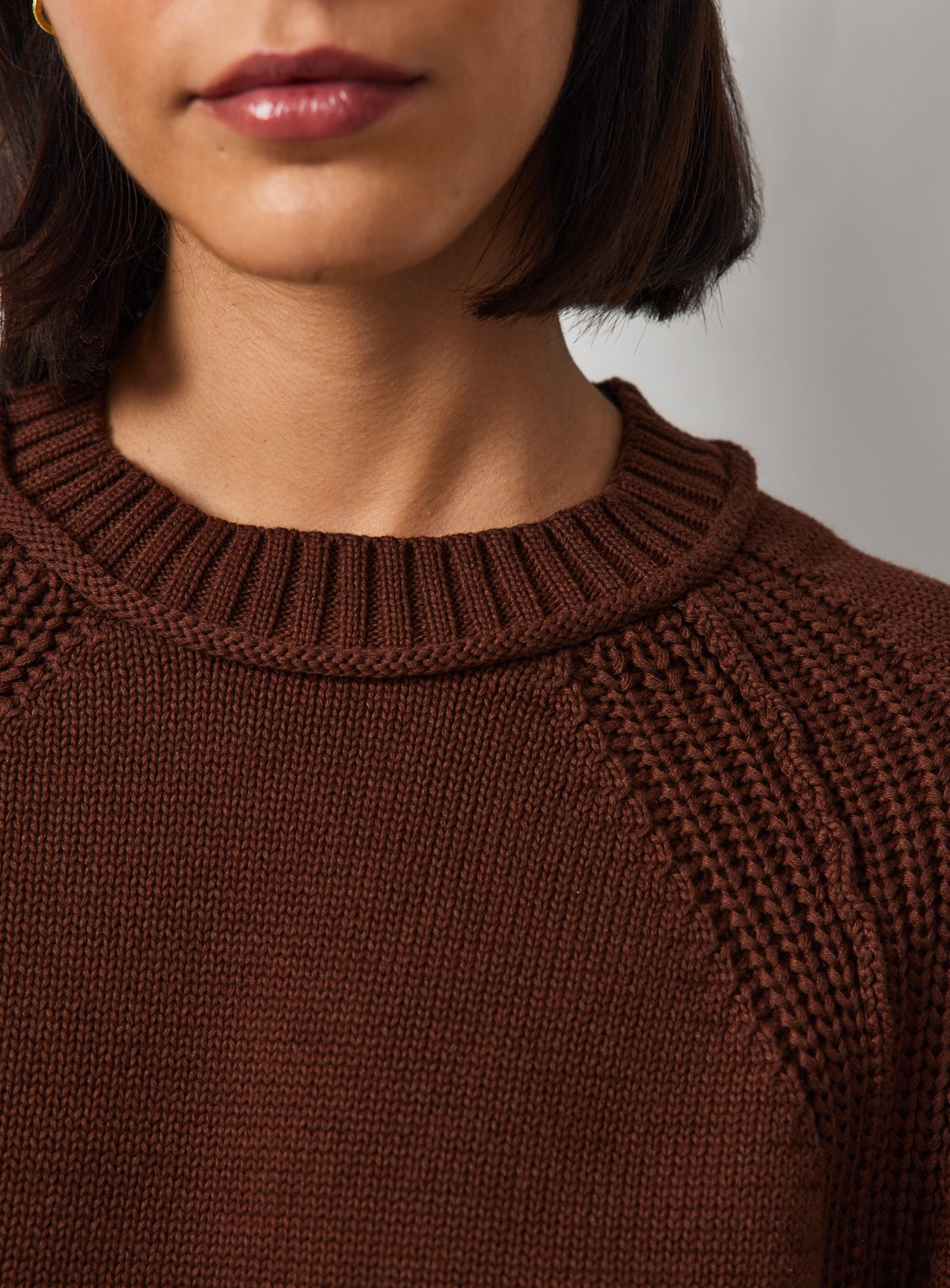 Brown Boxy Fit Knitted T-Shirt XS - Image 3 thumbnail