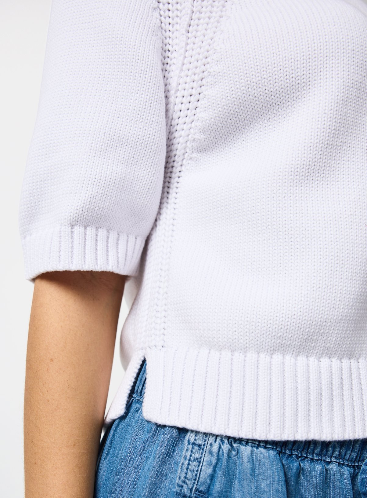 White Boxy Fit Knitted T-Shirt M - Image 3 thumbnail