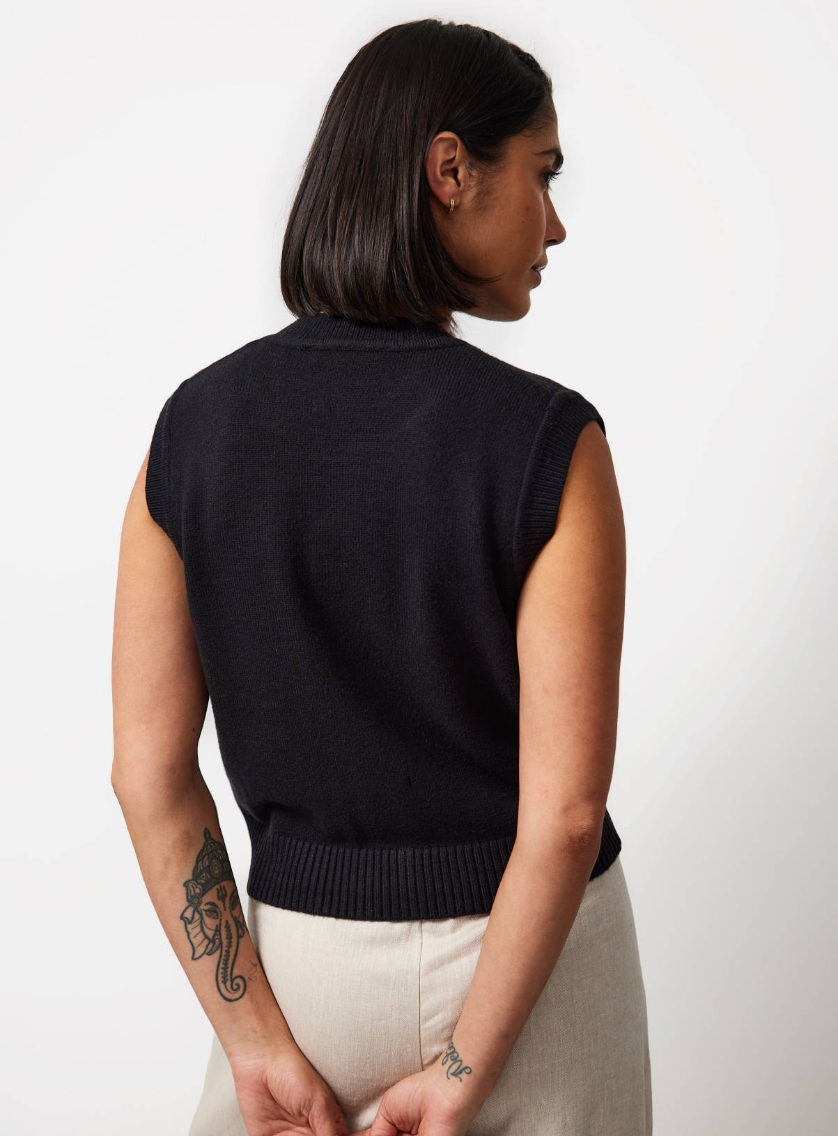 Black Gold Button Utility Knitted Waistcoat XS - Image 4