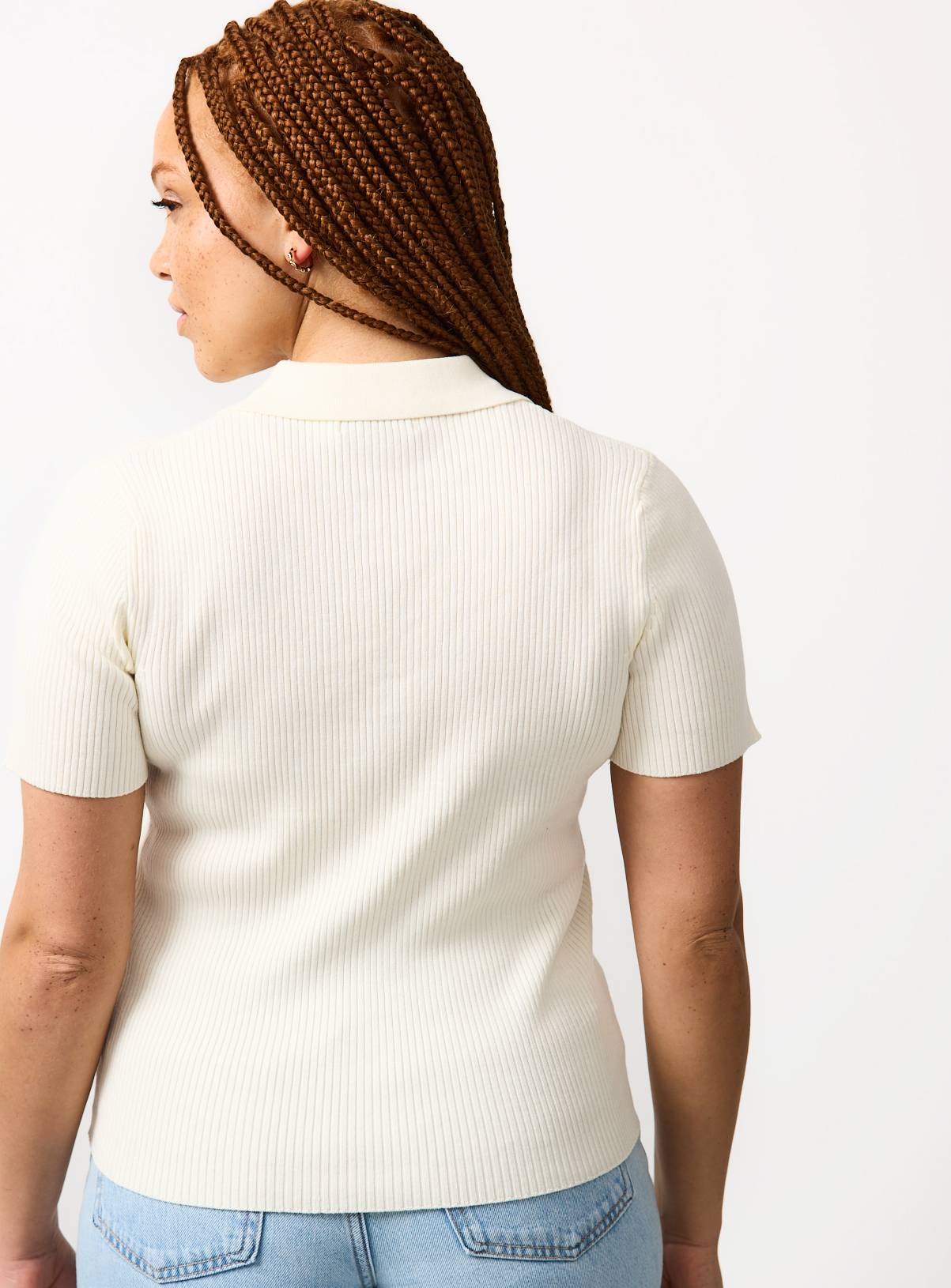 Cream Tie Front Knitted Polo Shirt 18 - Image 4