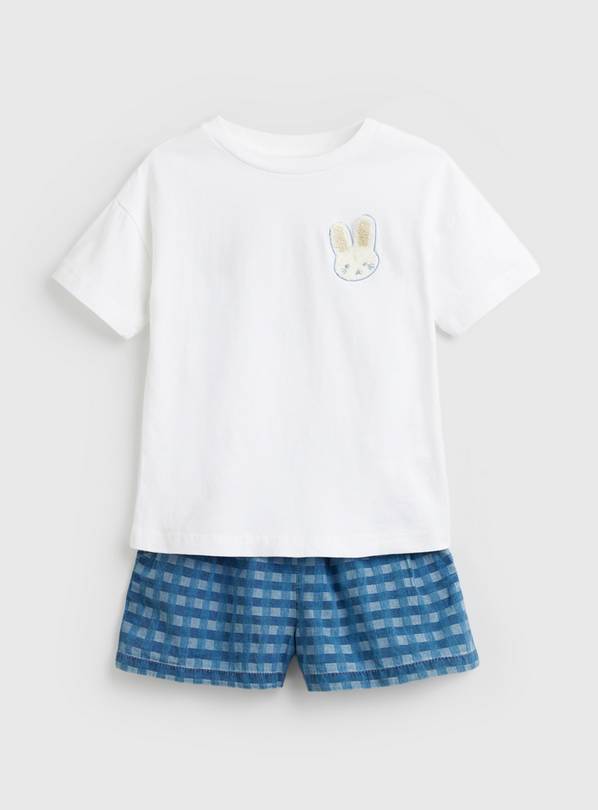 White Bunny Print T-Shirt & Shorts Set 2-3 years