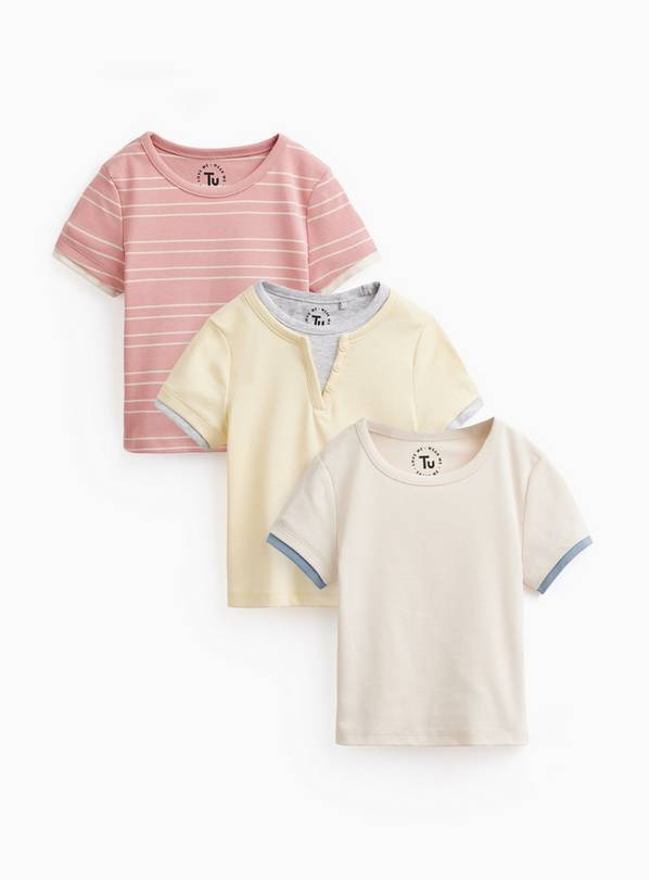 Short Sleeve Slim Fit Ribbed T-Shirts 3 Pack 12 years