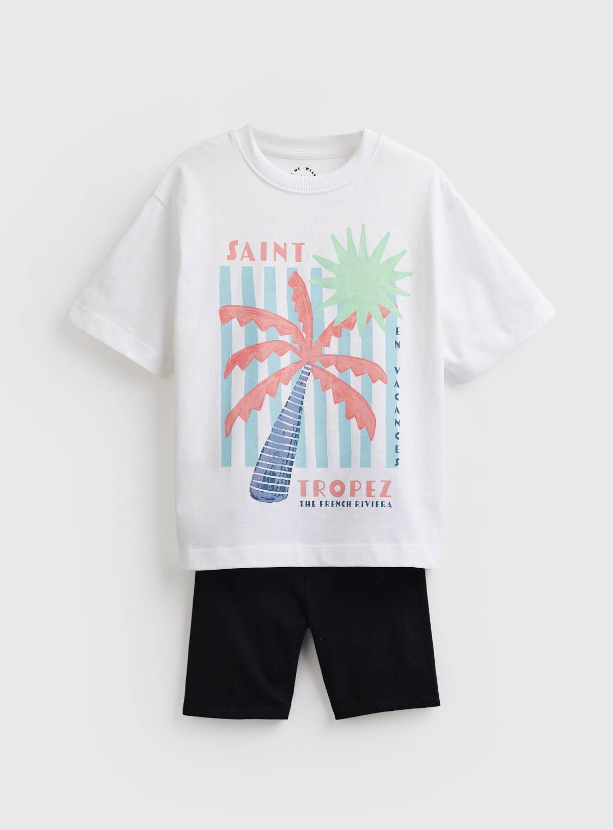 White Saint Tropez Graphic T-Shirt & Shorts Set 5 years - Image 1