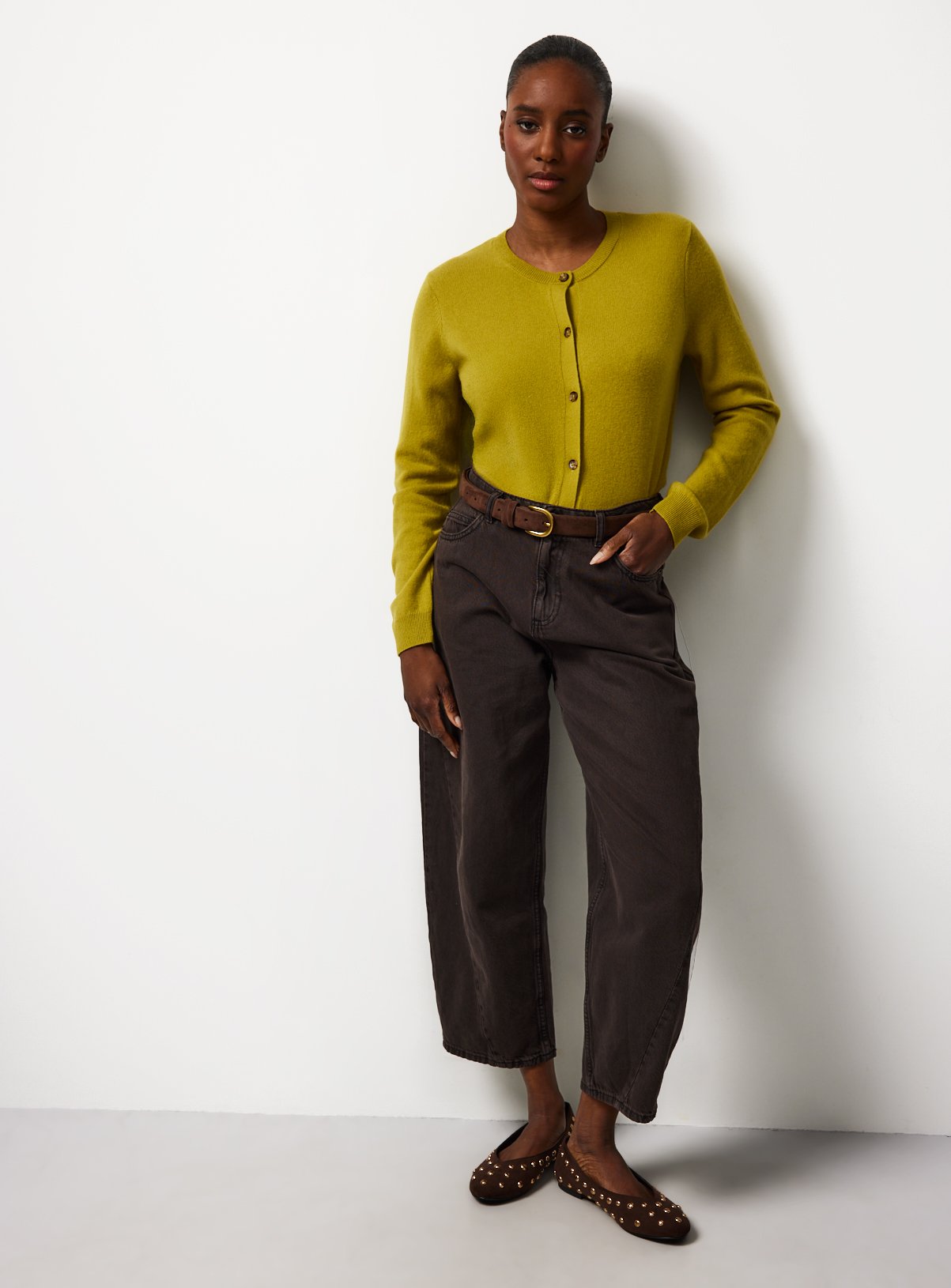 Green Premium Cashmere Crew Neck Cardigan 18 - Image 2 thumbnail