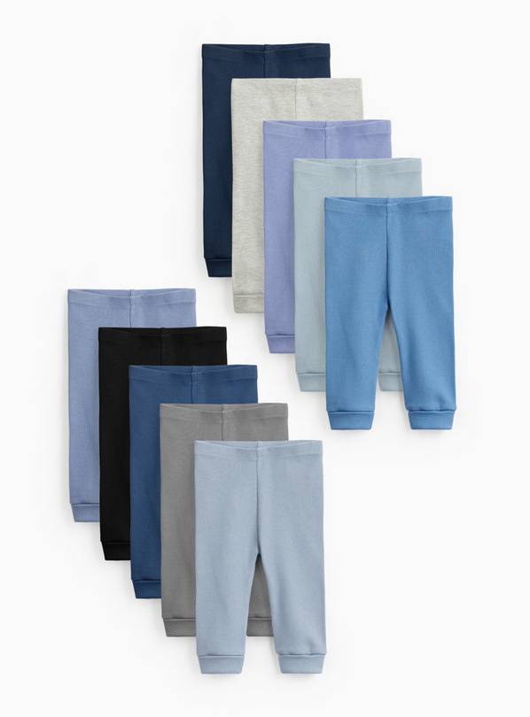 Grey & Blue Shades Leggings 10 Pack 3-6 months