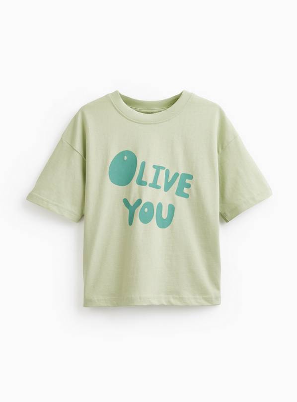 Green Olive You Graphic Print T-Shirt 6-7 years
