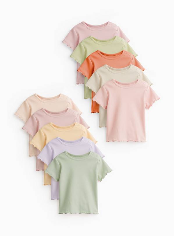 Assorted Colours T-Shirts 10 Pack 9-12 months
