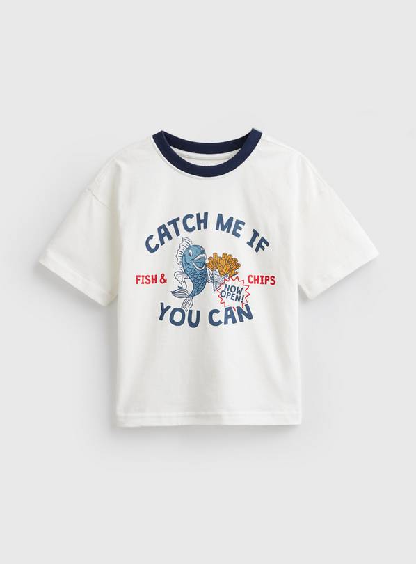 White Seafood Graphic T-Shirt 6-7 years
