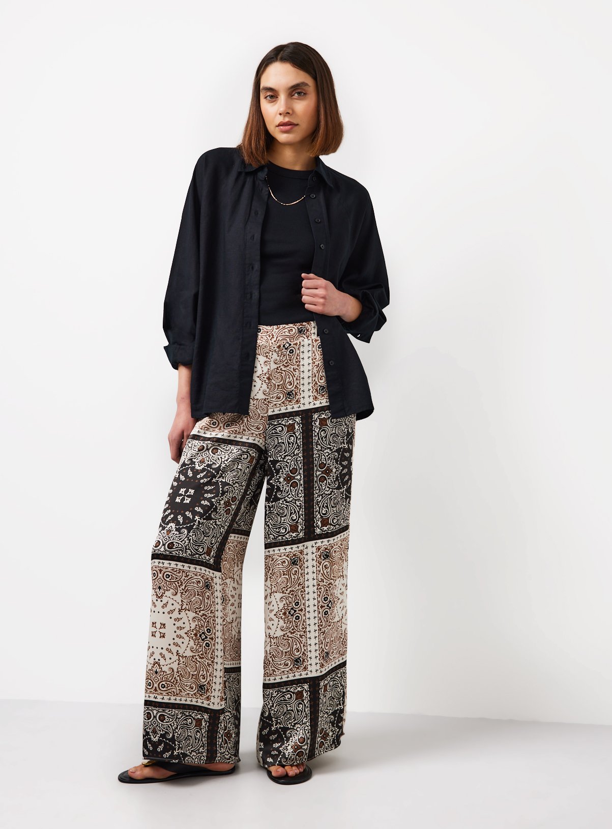 Black Linen Blend Long Sleeve Shirt 24 - Image 2 thumbnail