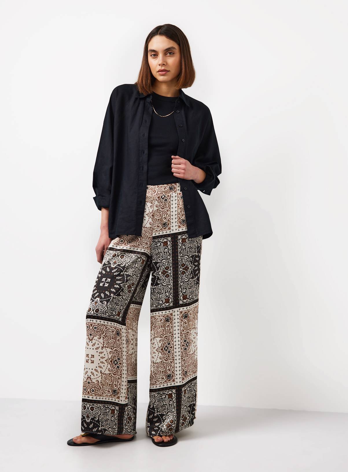 Black Linen Blend Long Sleeve Shirt 24 - Image 2