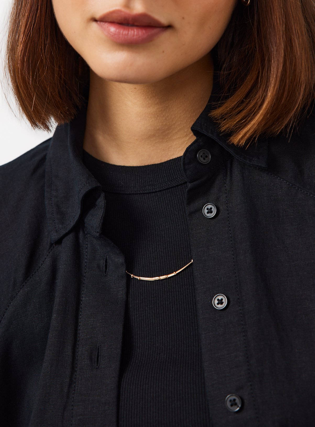 Black Linen Blend Long Sleeve Shirt 24 - Image 3 thumbnail