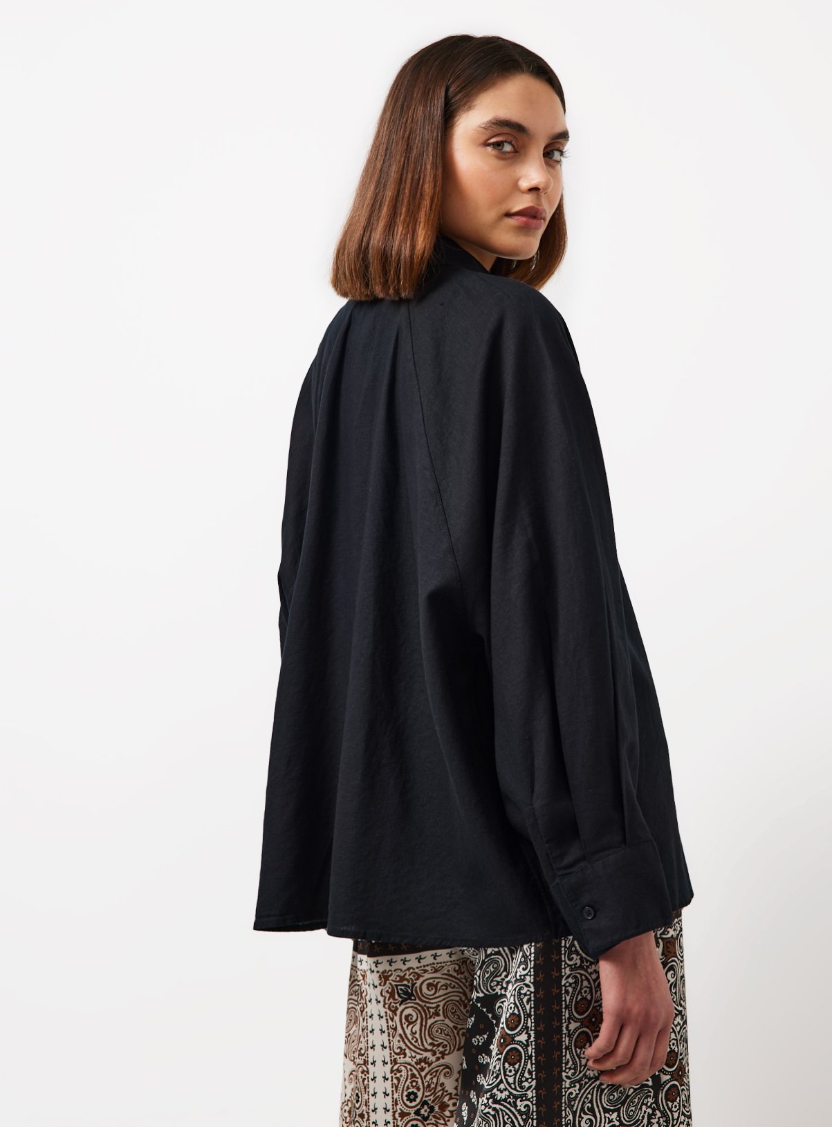 Black Linen Blend Long Sleeve Shirt 24 - Image 4 thumbnail