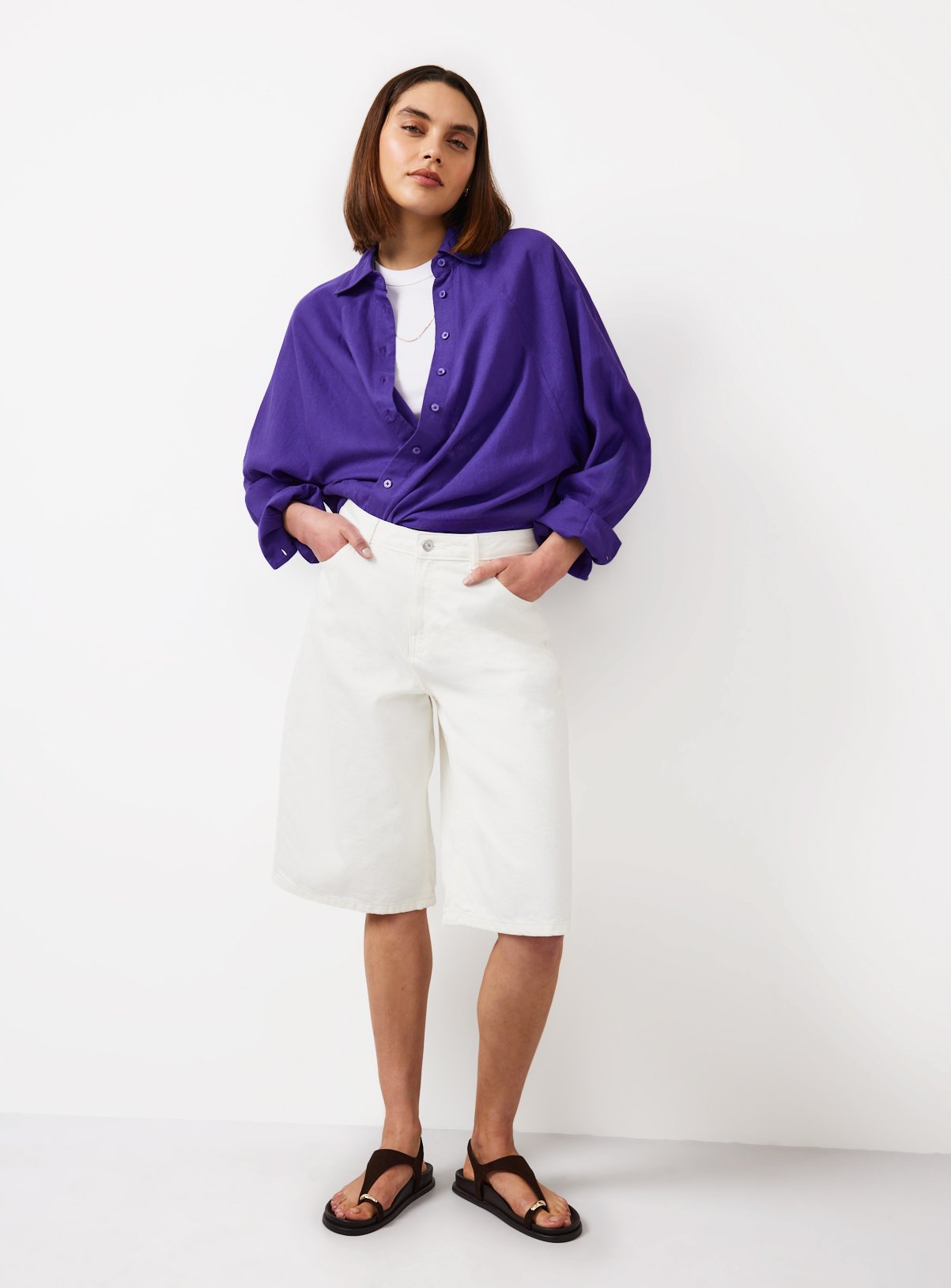 Blue Linen Blend Long Sleeve Shirt 16 - Image 2 thumbnail