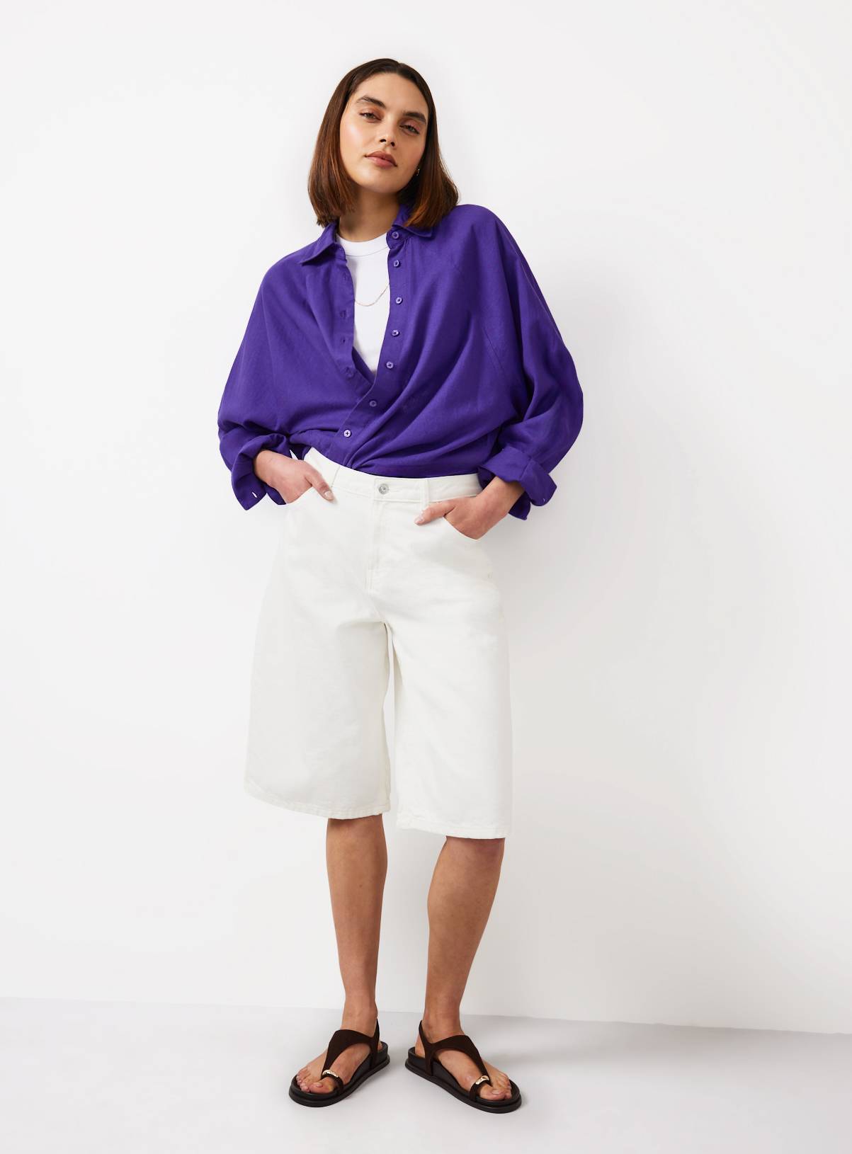 Blue Linen Blend Long Sleeve Shirt 16 - Image 2