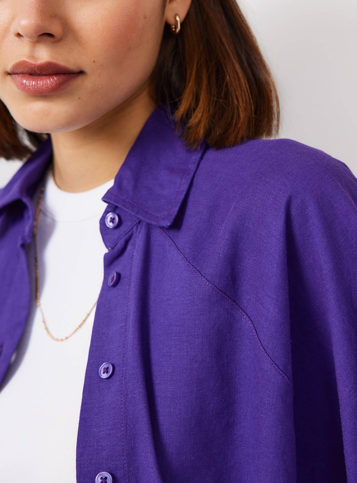 Blue Linen Blend Long Sleeve Shirt 16 - Image 3
