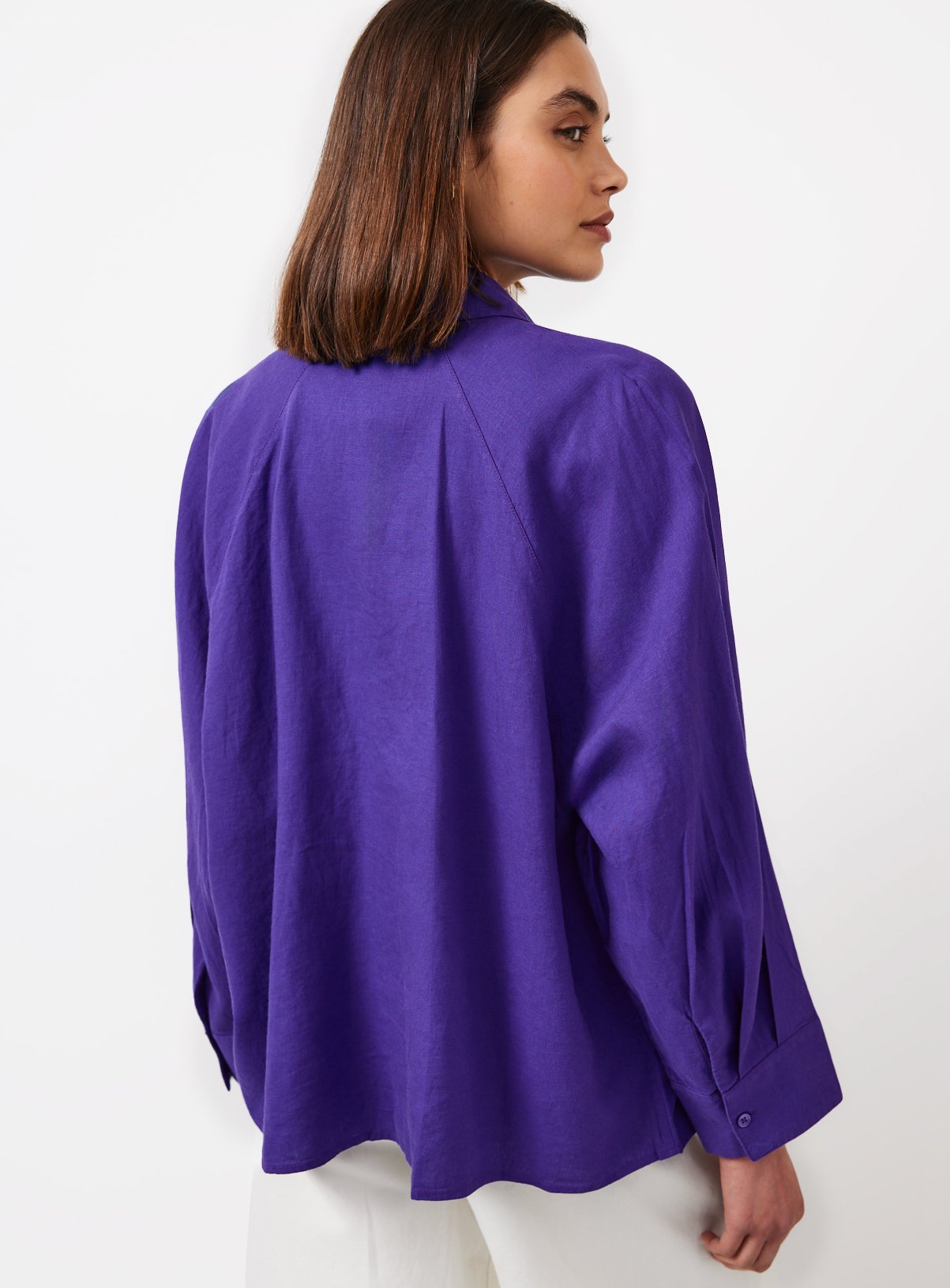 Blue Linen Blend Long Sleeve Shirt 16 - Image 4 thumbnail