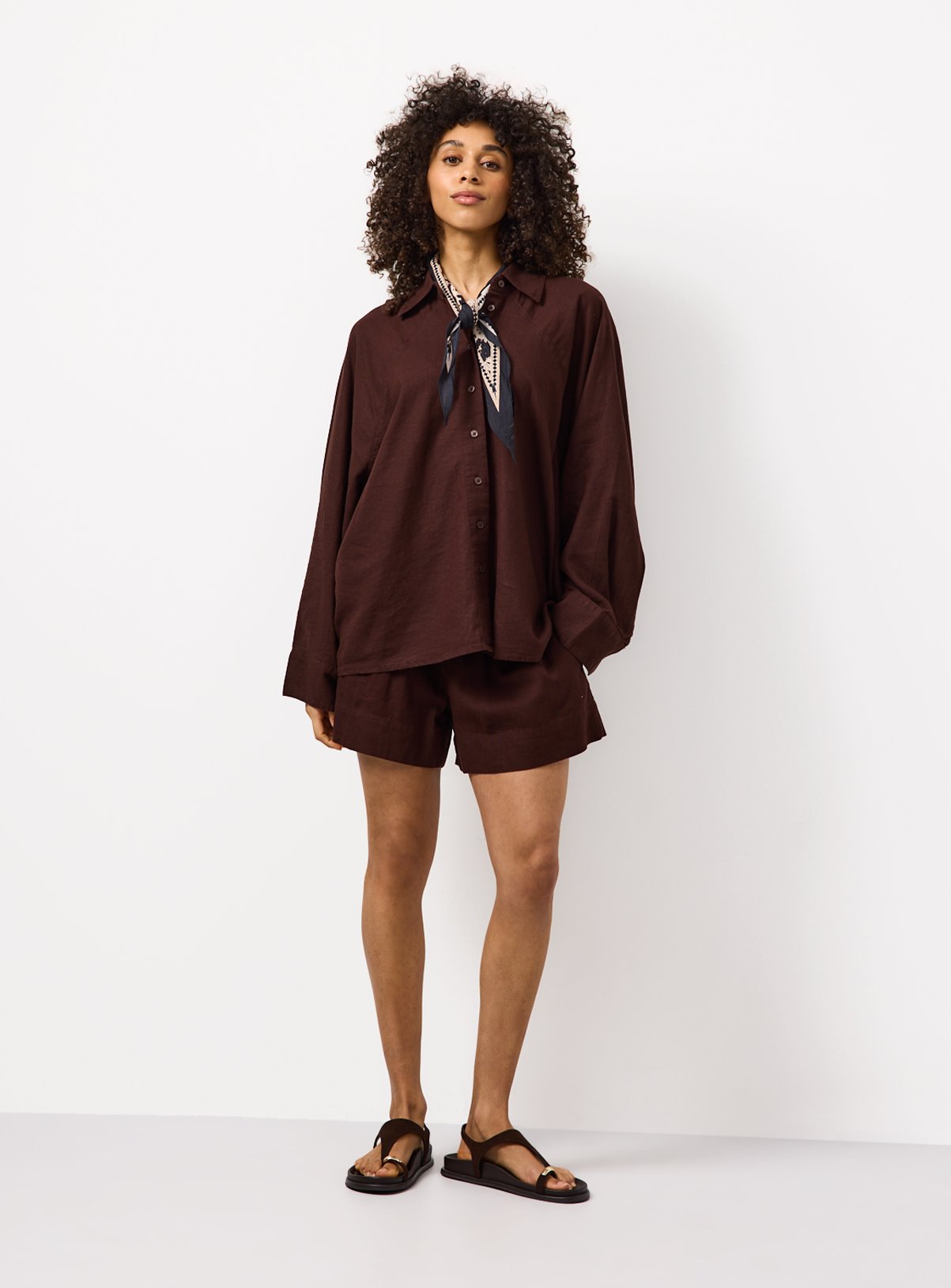 Brown Linen Blend Long Sleeve Shirt 6 - Image 2 thumbnail