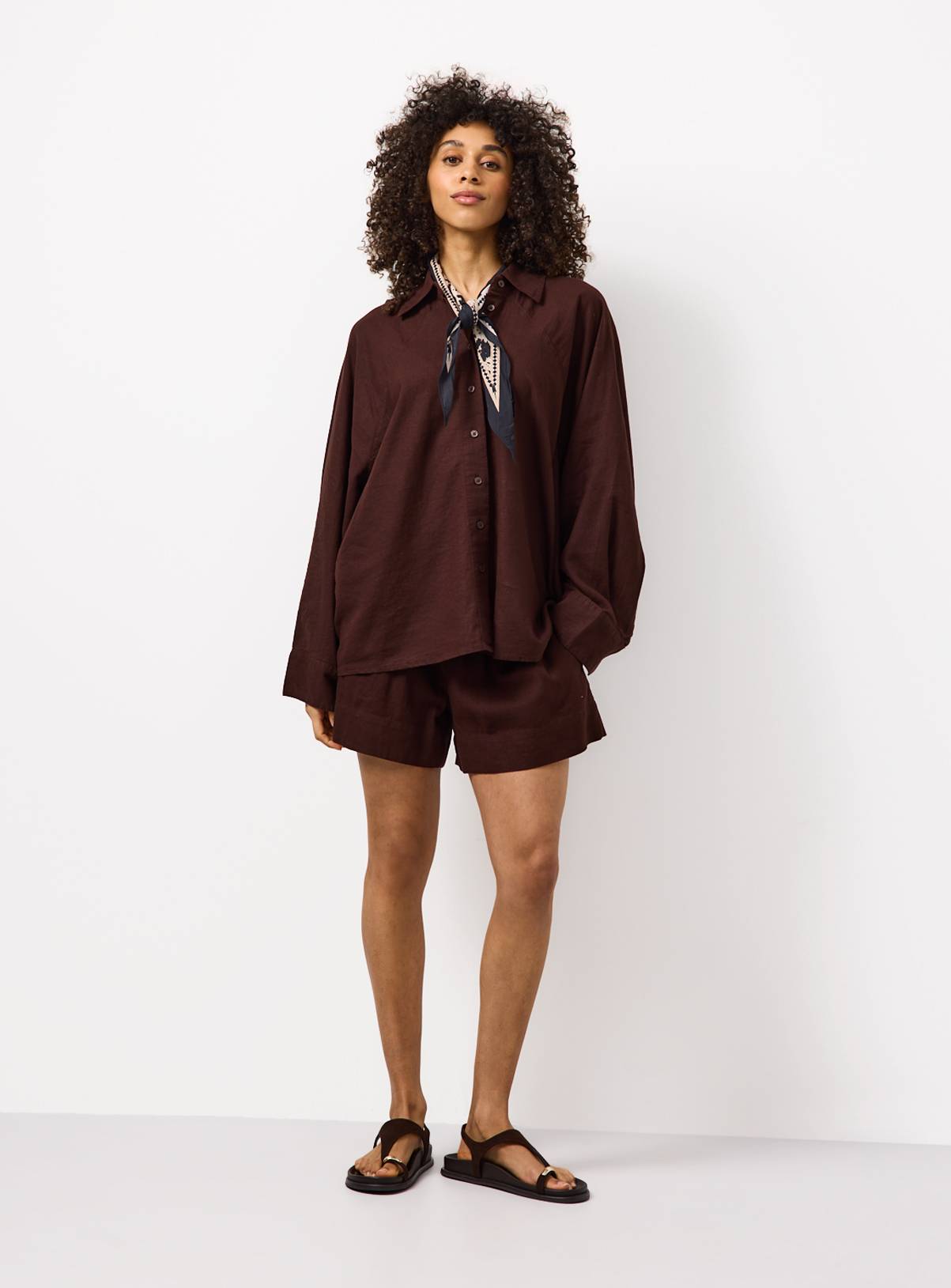 Brown Linen Blend Long Sleeve Shirt 6 - Image 2