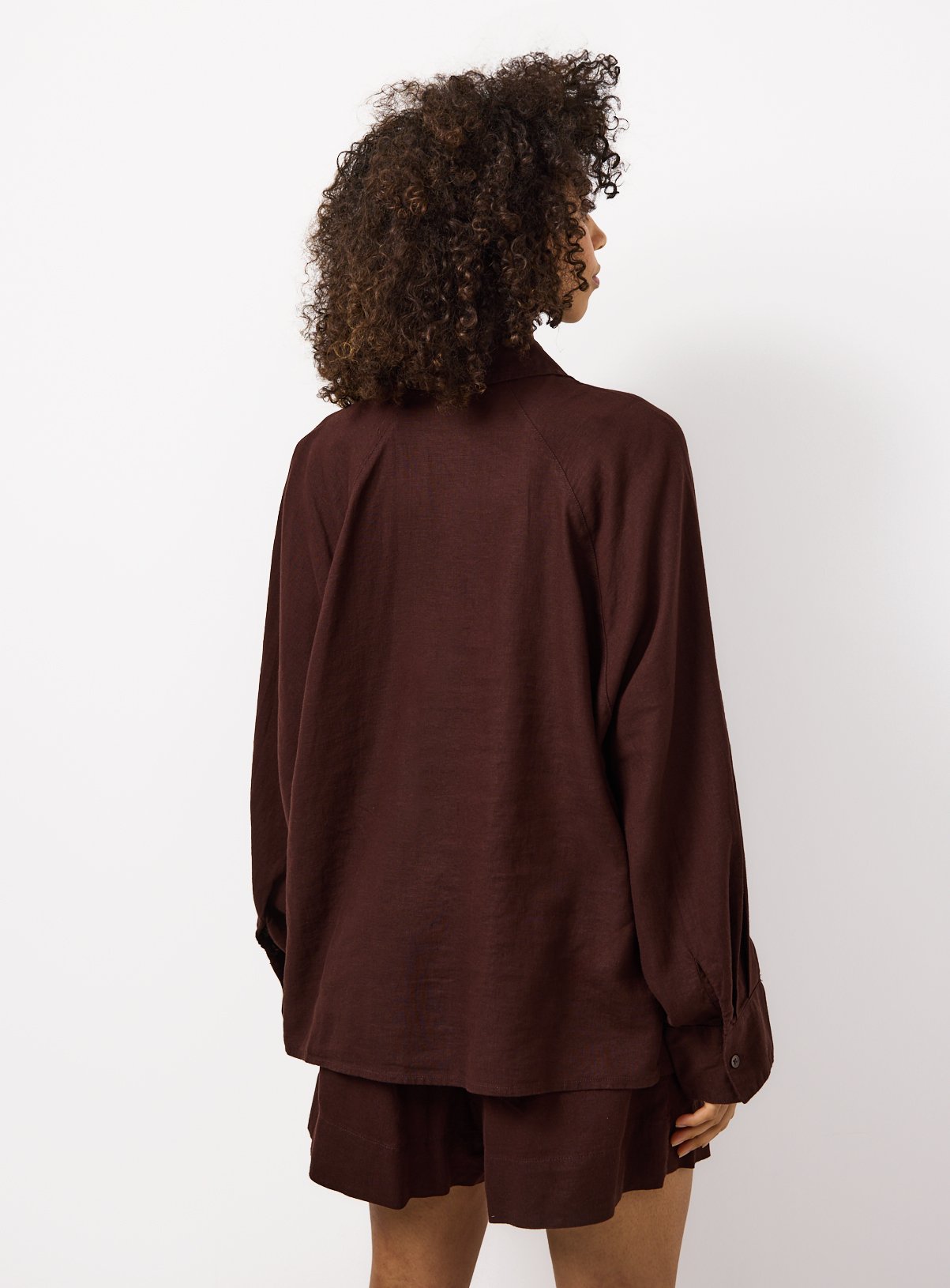 Brown Linen Blend Long Sleeve Shirt 6 - Image 4 thumbnail
