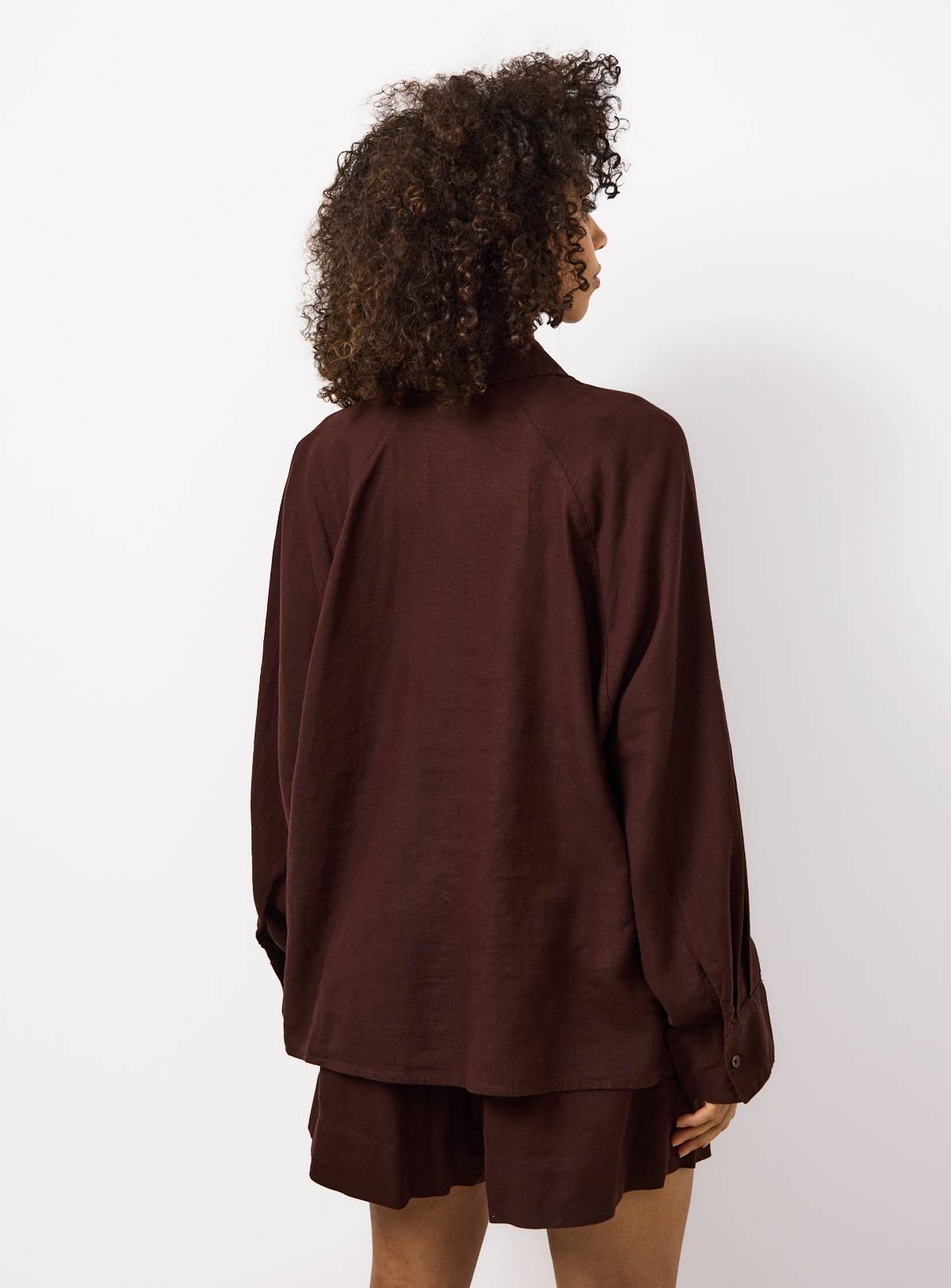Brown Linen Blend Long Sleeve Shirt 6 - Image 4