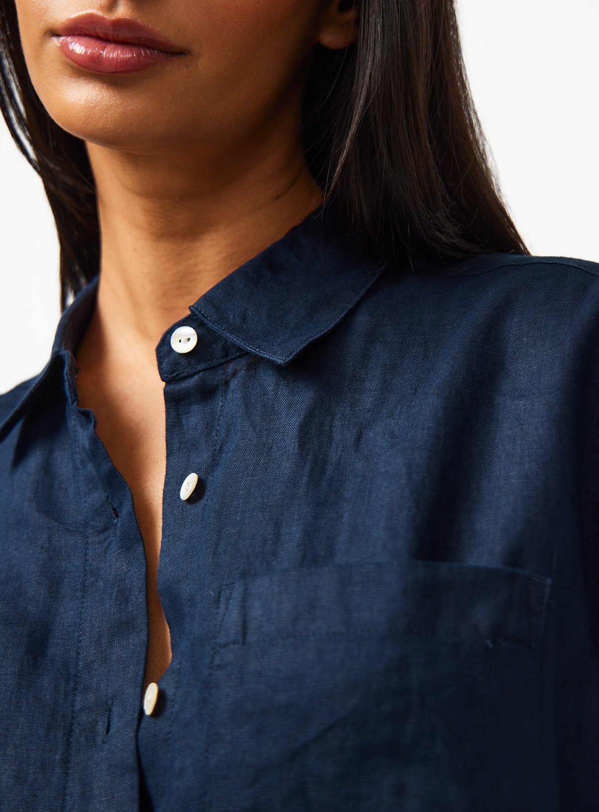 Navy Pure Linen Shirt 8 - Image 3 thumbnail