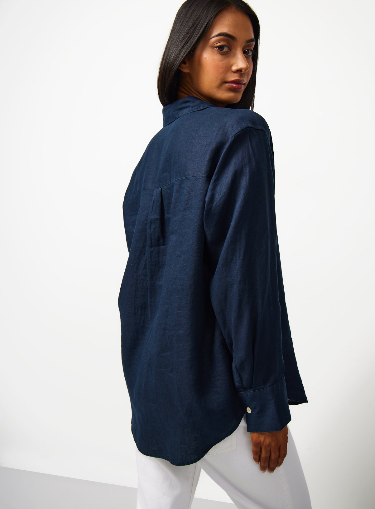 Navy Pure Linen Shirt 8 - Image 4 thumbnail