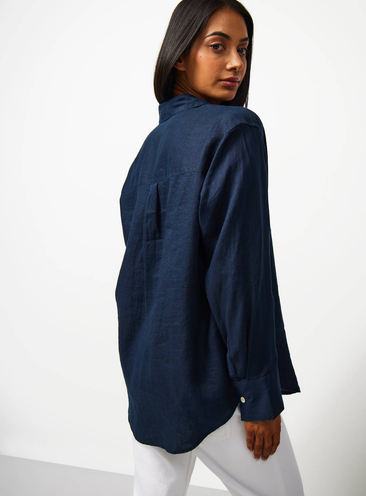 Navy Pure Linen Shirt 8 - Image 4