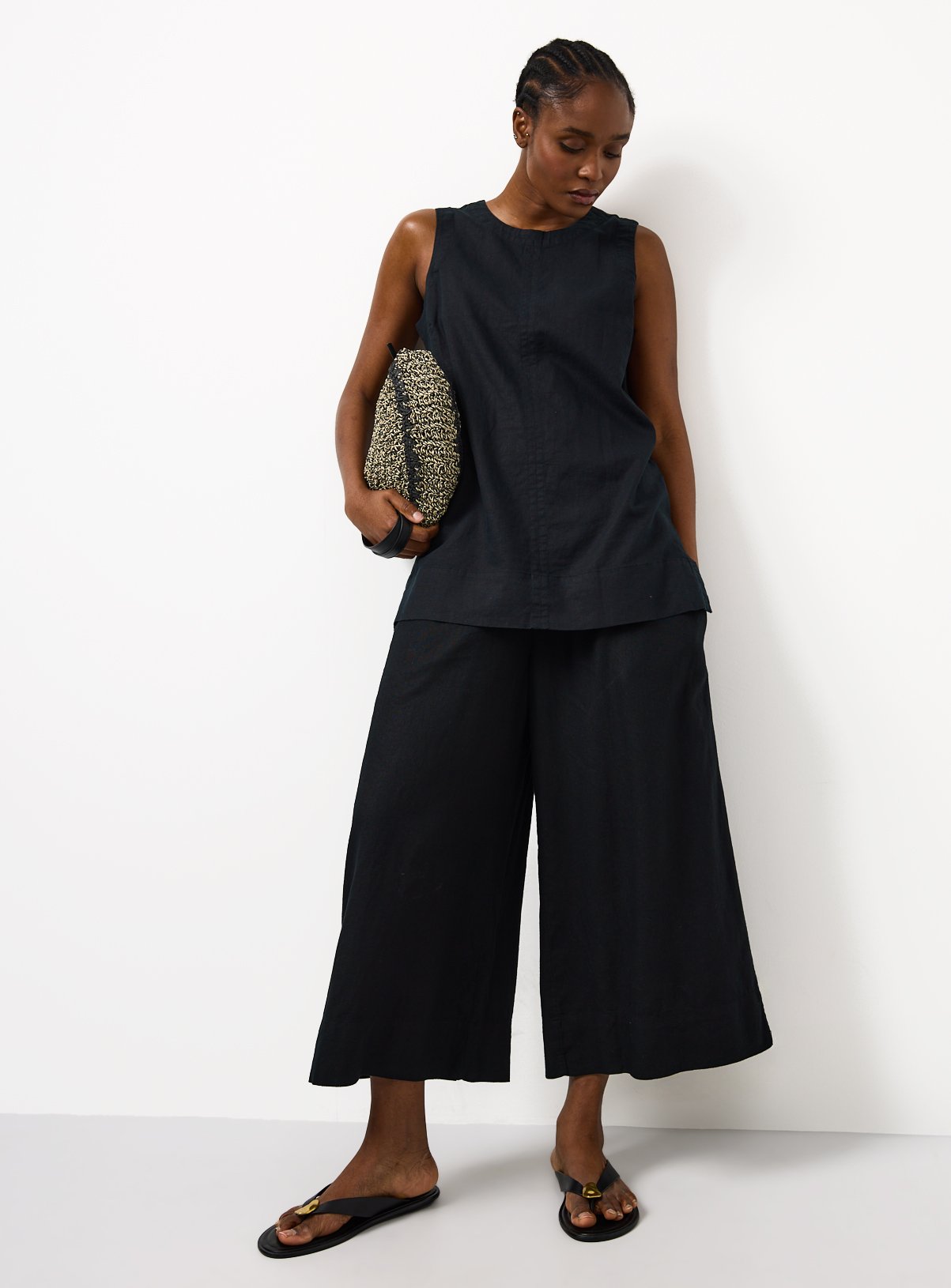 Black Linen Blend Longline Sleeveless Shell Top 18 - Image 2 thumbnail