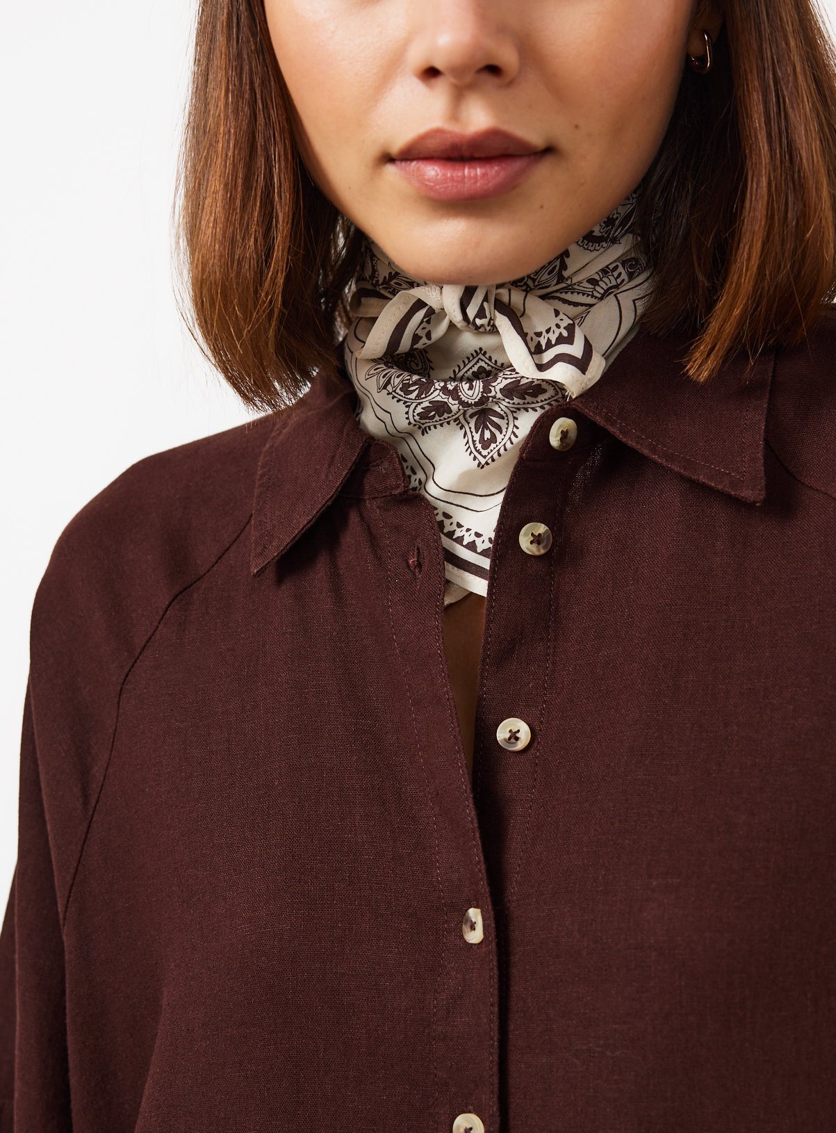 Brown Linen Blend Shirt Dress 16 - Image 3 thumbnail