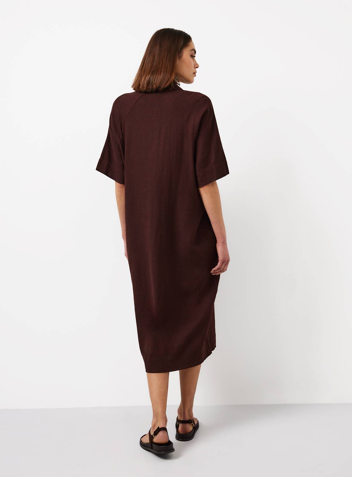 Brown Linen Blend Shirt Dress 16 - Image 4