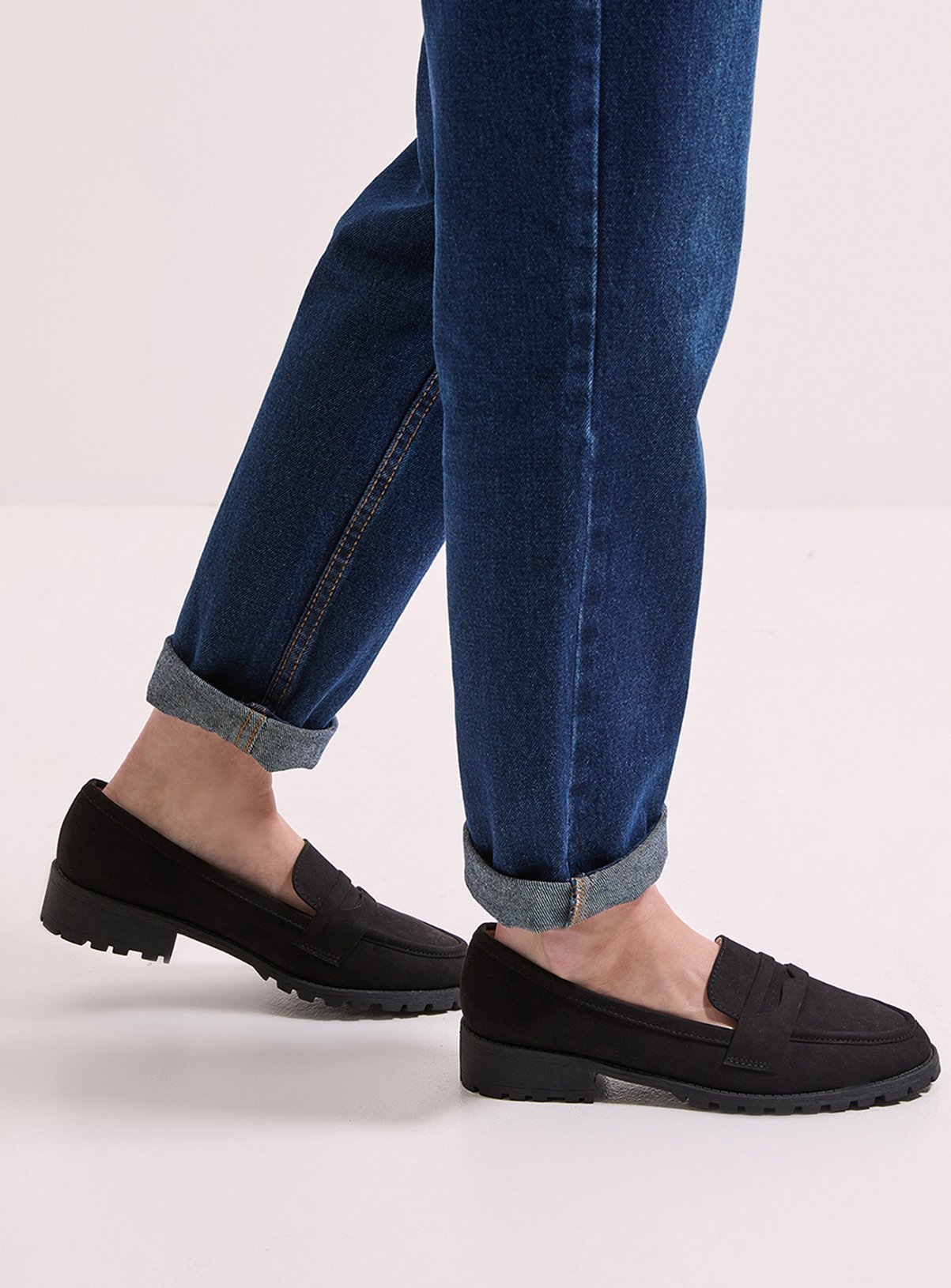 DOROTHY PERKINS Black Leoni Faux Suede Chunky Loafers 6 - Image 1 thumbnail