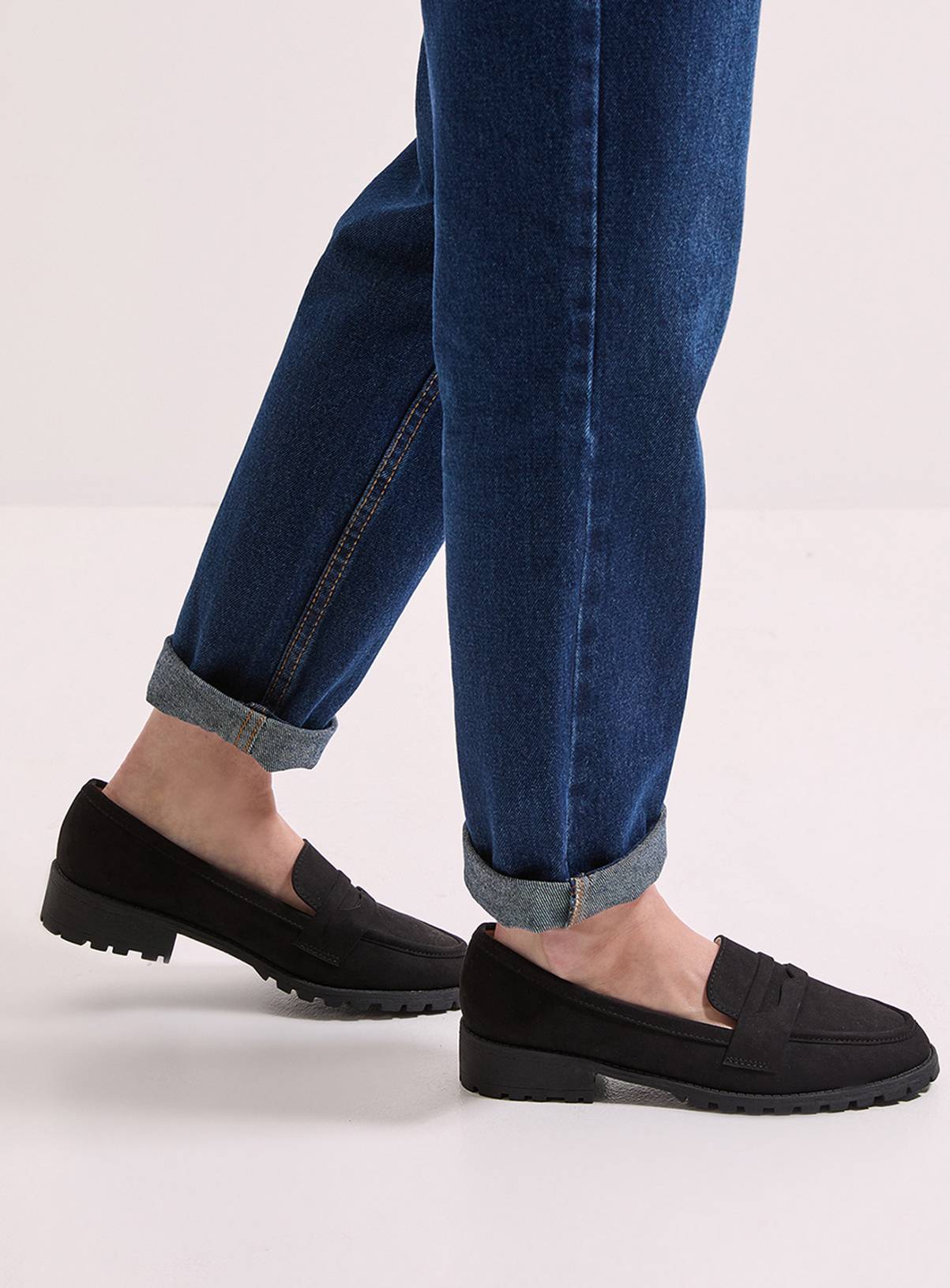 DOROTHY PERKINS Black Leoni Faux Suede Chunky Loafers 6 - Image 1