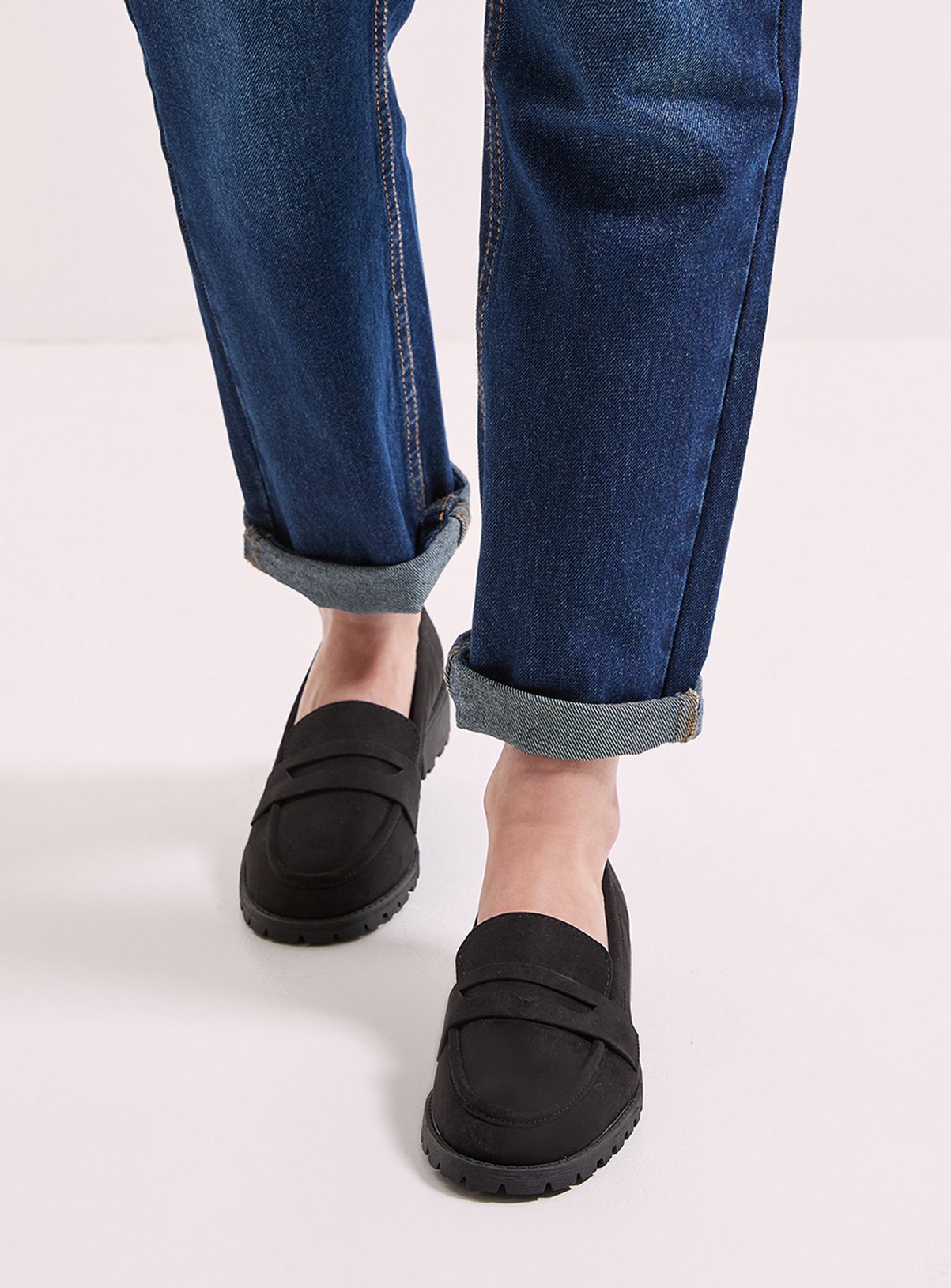 DOROTHY PERKINS Black Leoni Faux Suede Chunky Loafers 6 - Image 3 thumbnail