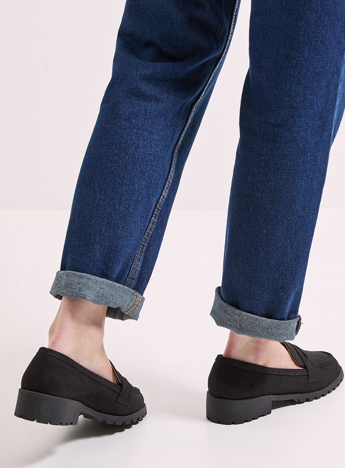 DOROTHY PERKINS Black Leoni Faux Suede Chunky Loafers 6 - Image 4 thumbnail