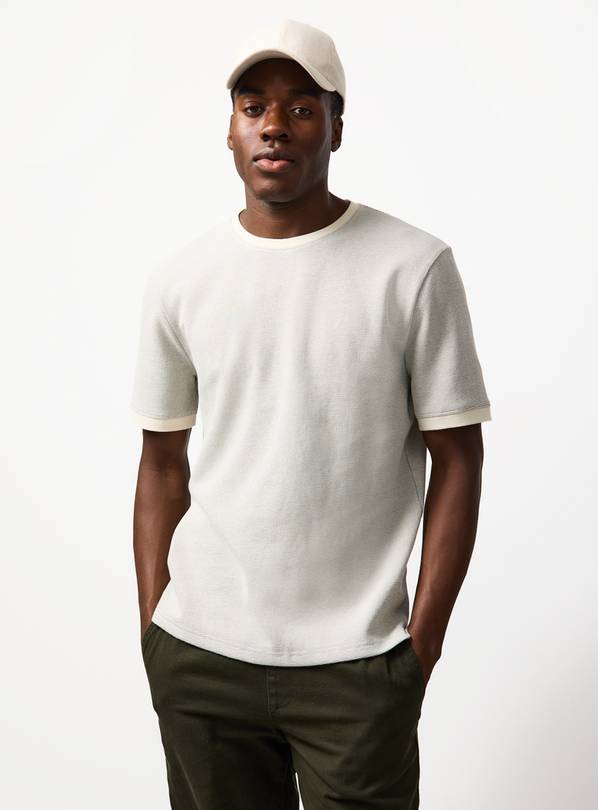 Cream Space Dye Textured T-Shirt XL