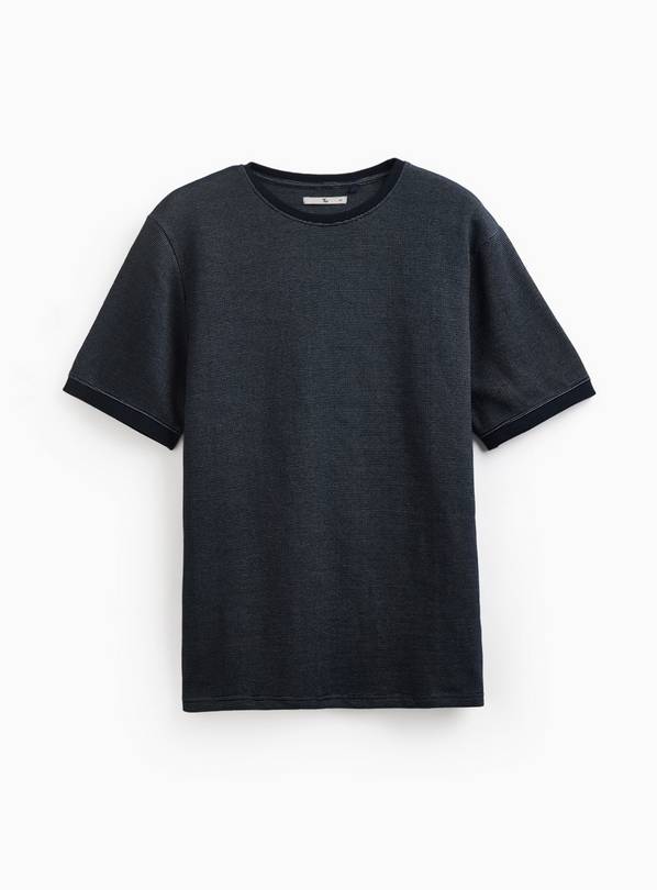 Navy Space Dye Textured T-Shirt S