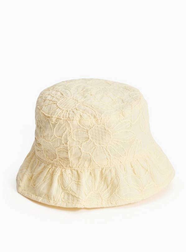 Yellow Floral Embroidered Bucket Hat 1-2 years
